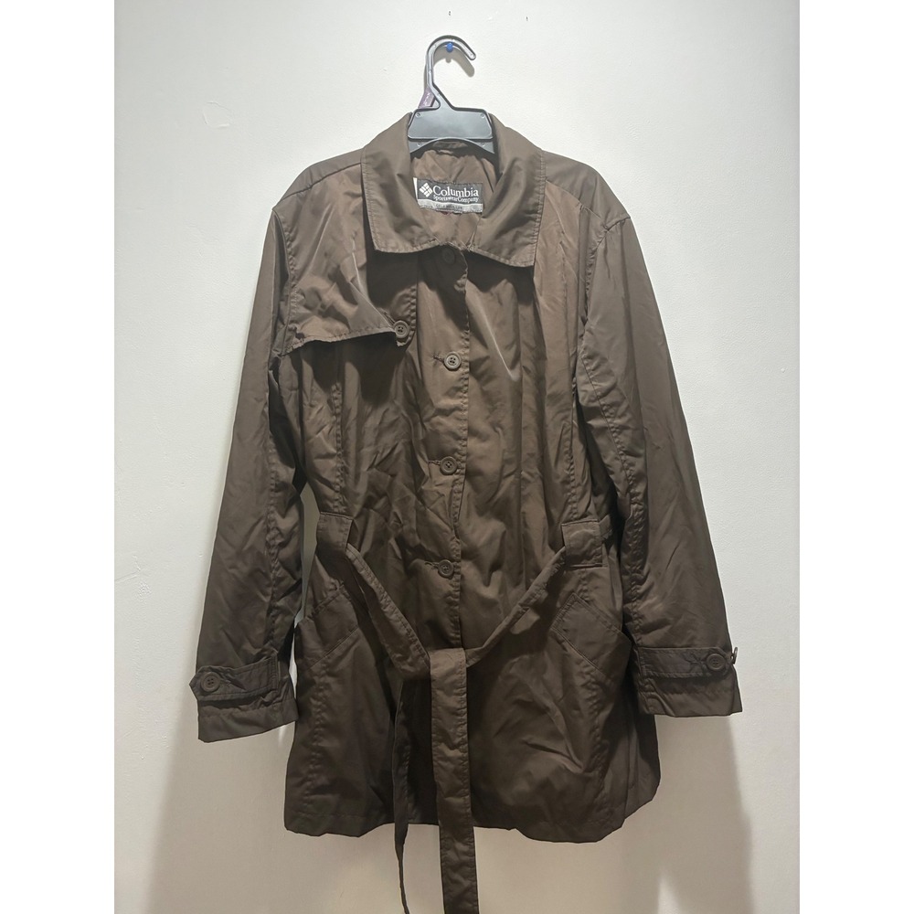 Columbia Womens XL Brown Belted Trench Rain Jacket Coat